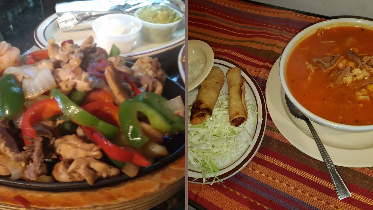 A takeout meal arranged beside wrapped utensils.