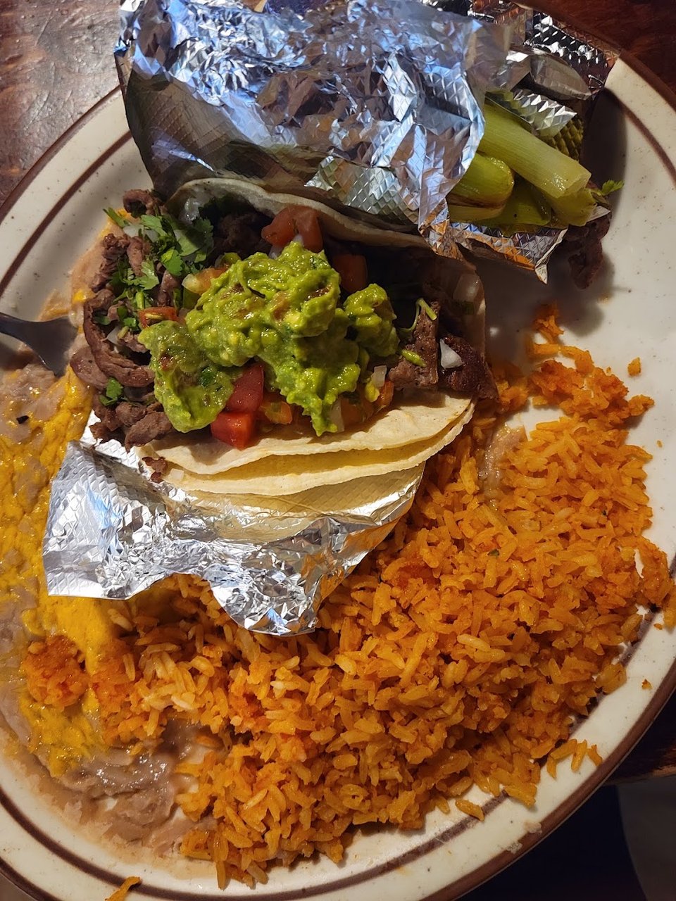 Carne Asada Tacos Rice and Beans